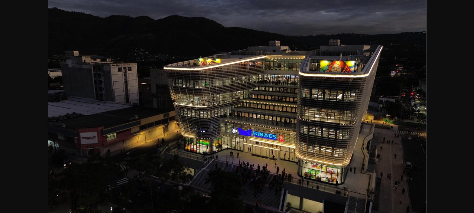 BINAES National Library of El Salvador at night - San Salvador modern architecture